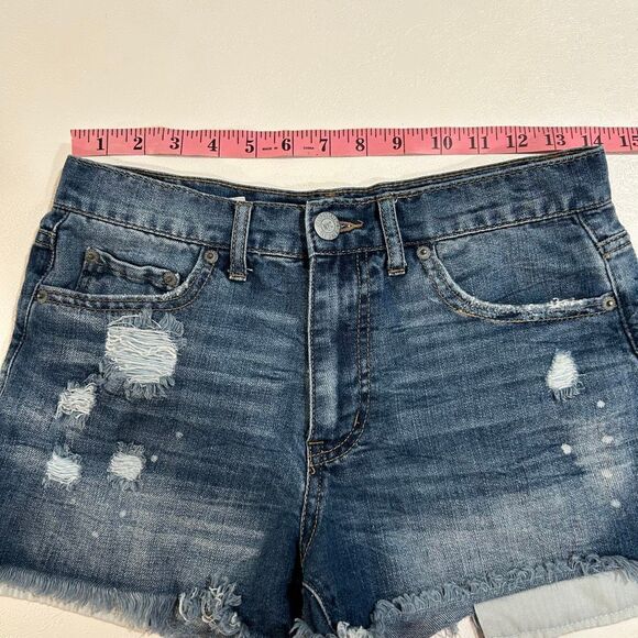 Aéropostale High Waisted Distressed Denim Shorts Women’s 6 Aero Cheeky Cutoff - Picture 7 of 9